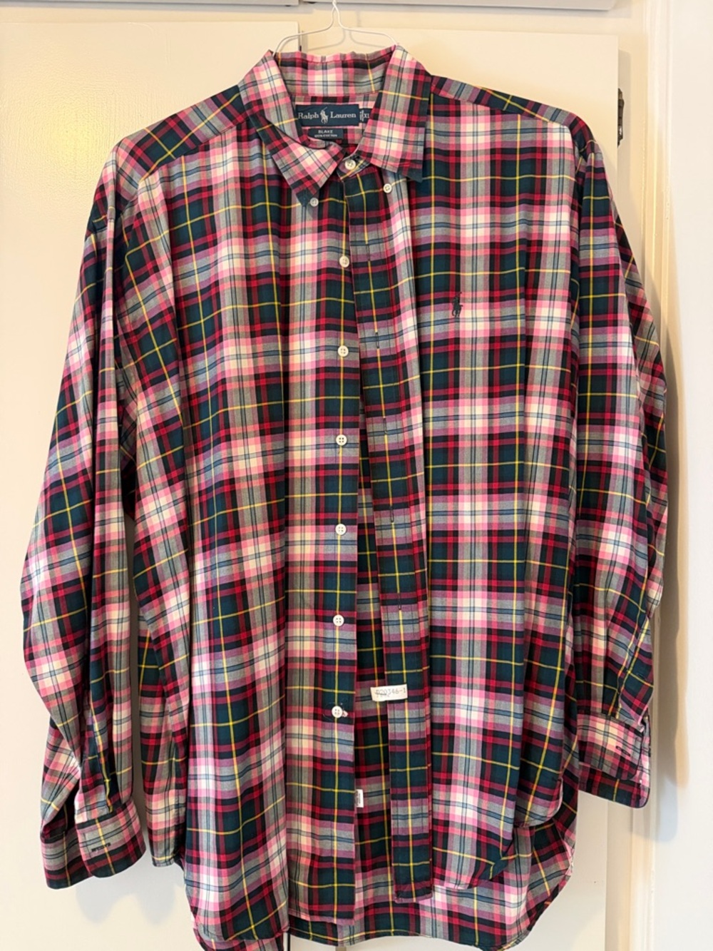 Ralph Lauren Men’s Pink and Green Plaid Button-Down Shirt